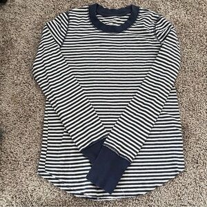{aerie} Blue and White Striped Long Sleeve Tee